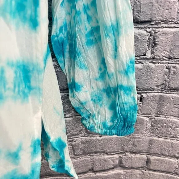 OSO Casuals Blue Tie Dye Tunic Stud Detail neck Size L - Picture 2 of 8